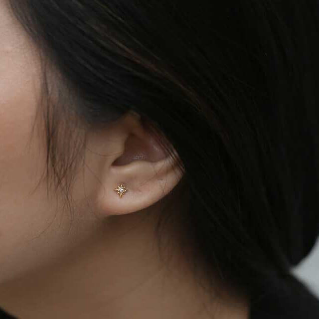 zNorth Star Threaded Flat Back Earring