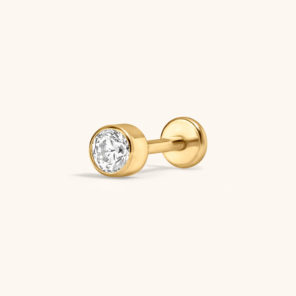 zCelestial Crystal Bezel Solitaire Push Pin Flat Back Earring