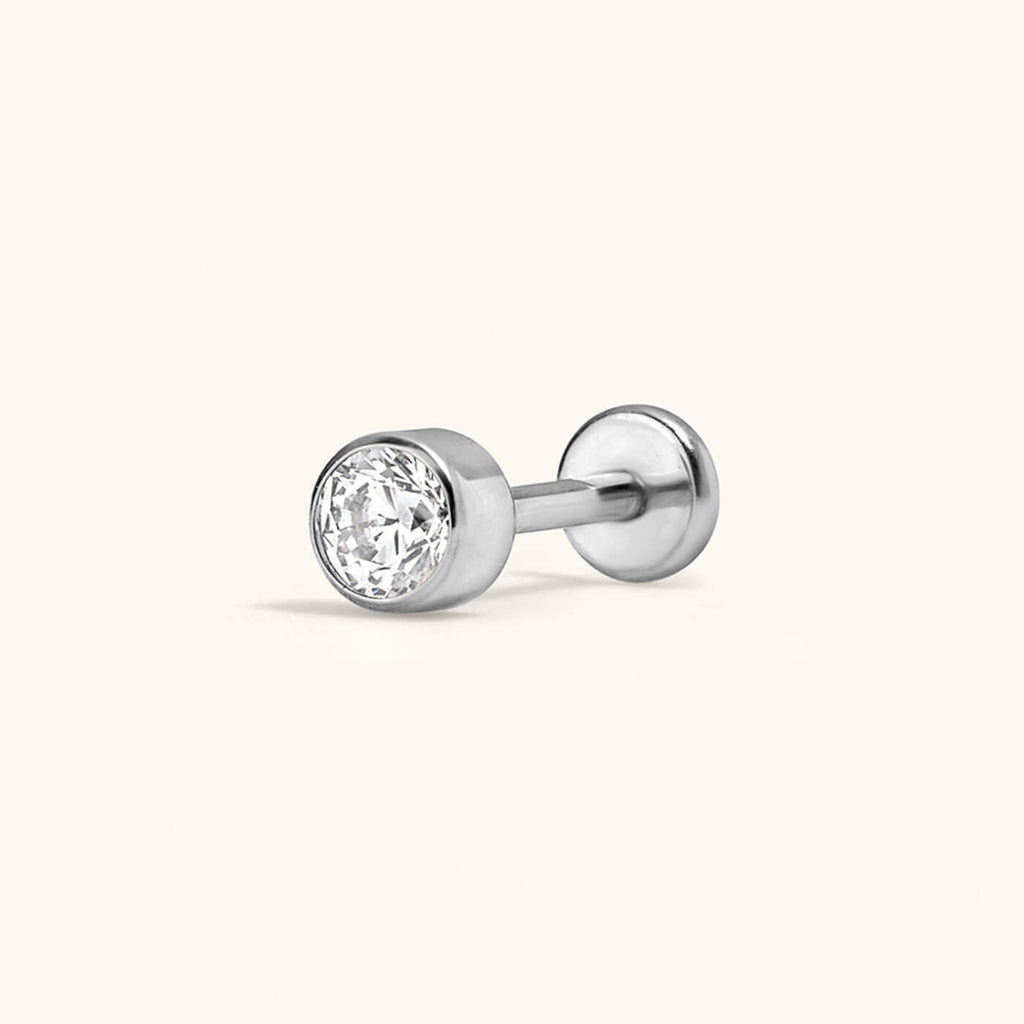 zCelestial Crystal Bezel Solitaire Push Pin Flat Back Earring