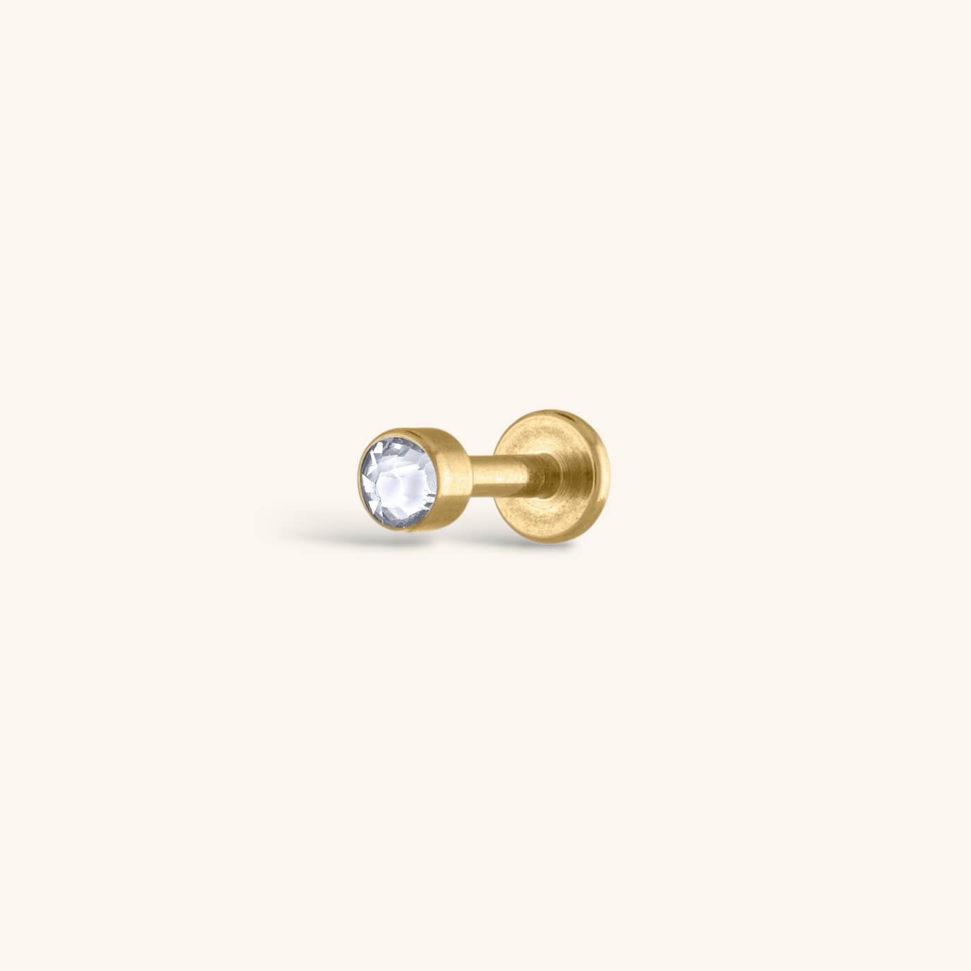 zCelestial Crystal Bezel Solitaire Threaded Flat Back Earring