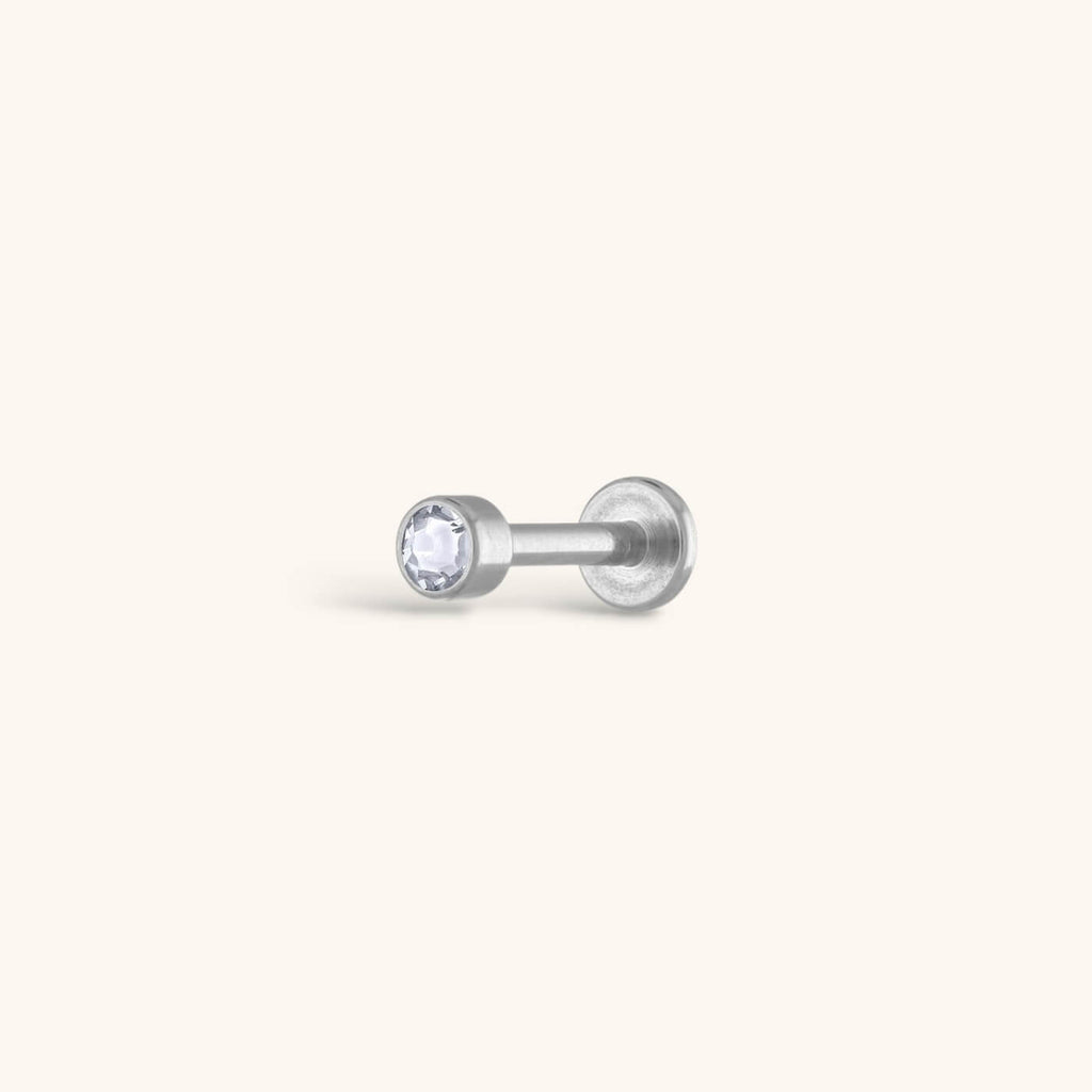 zCelestial Crystal Bezel Solitaire Threaded Flat Back Earring