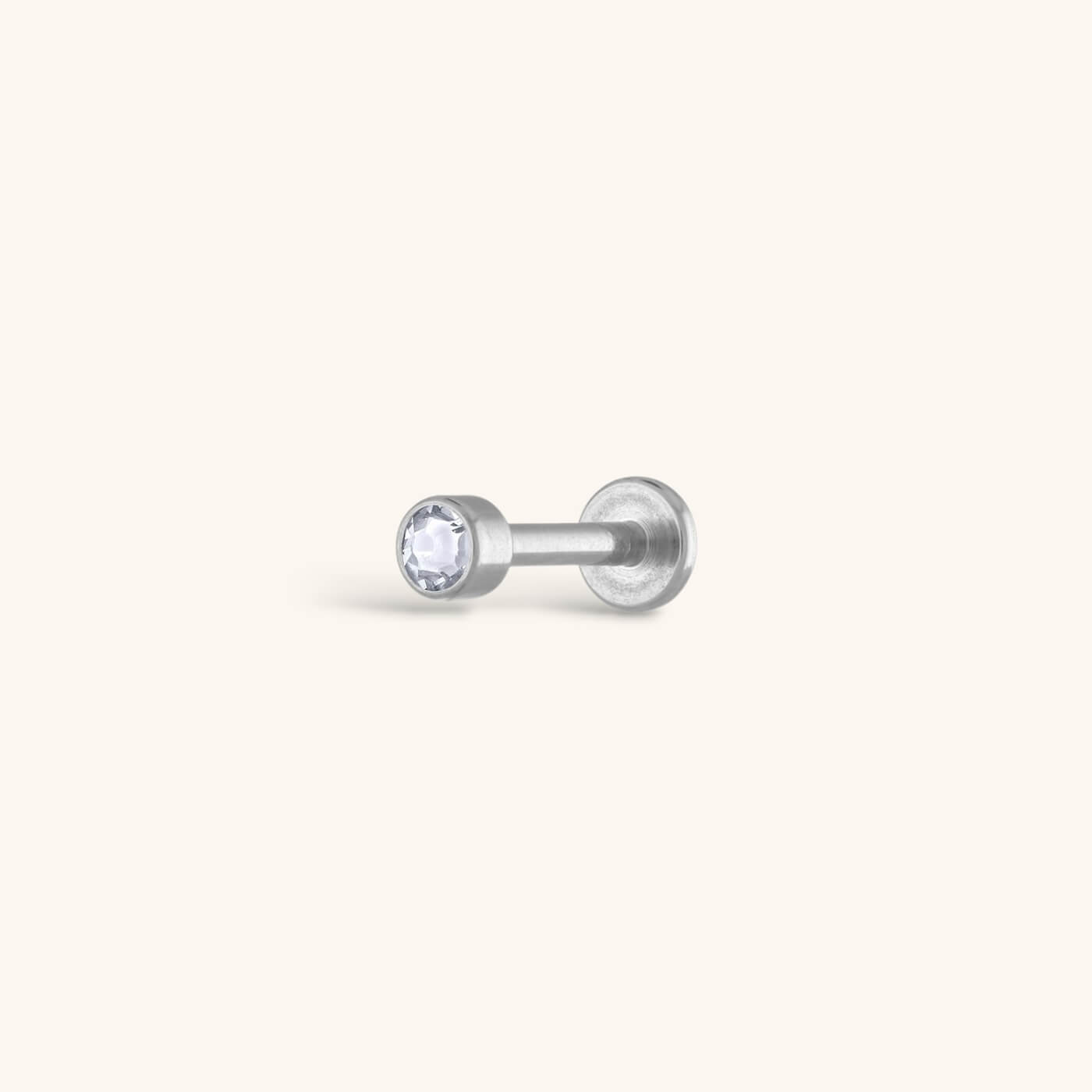 zCelestial Crystal Bezel Solitaire Threaded Flat Back Earring