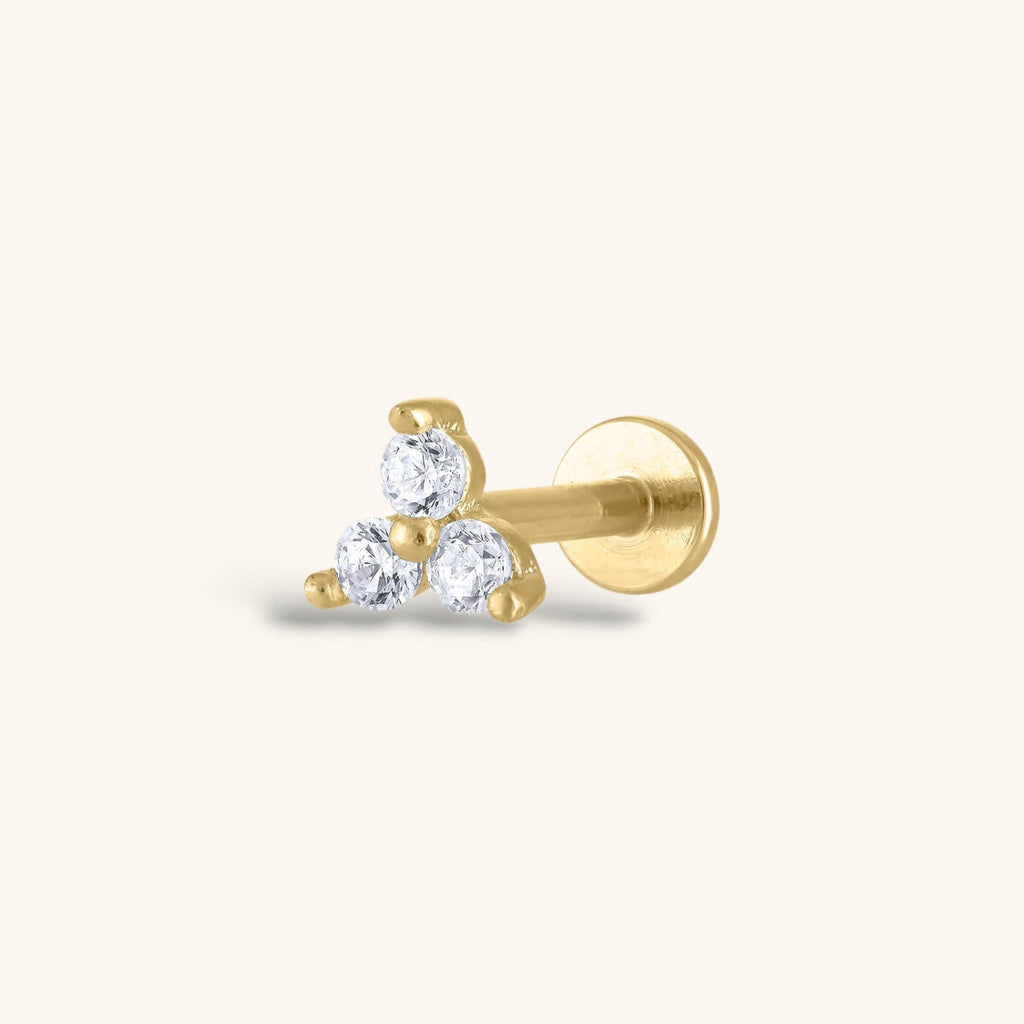 zCrystal Trinity Threaded Flat Back Earring