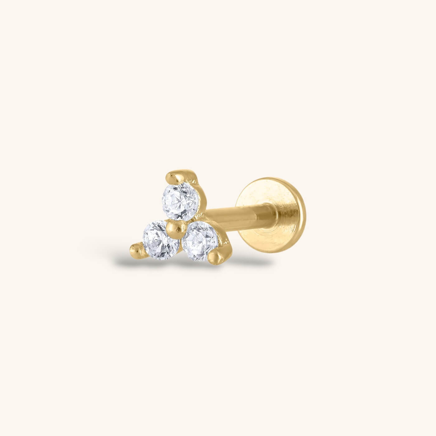 zCrystal Trinity Threaded Flat Back Earring