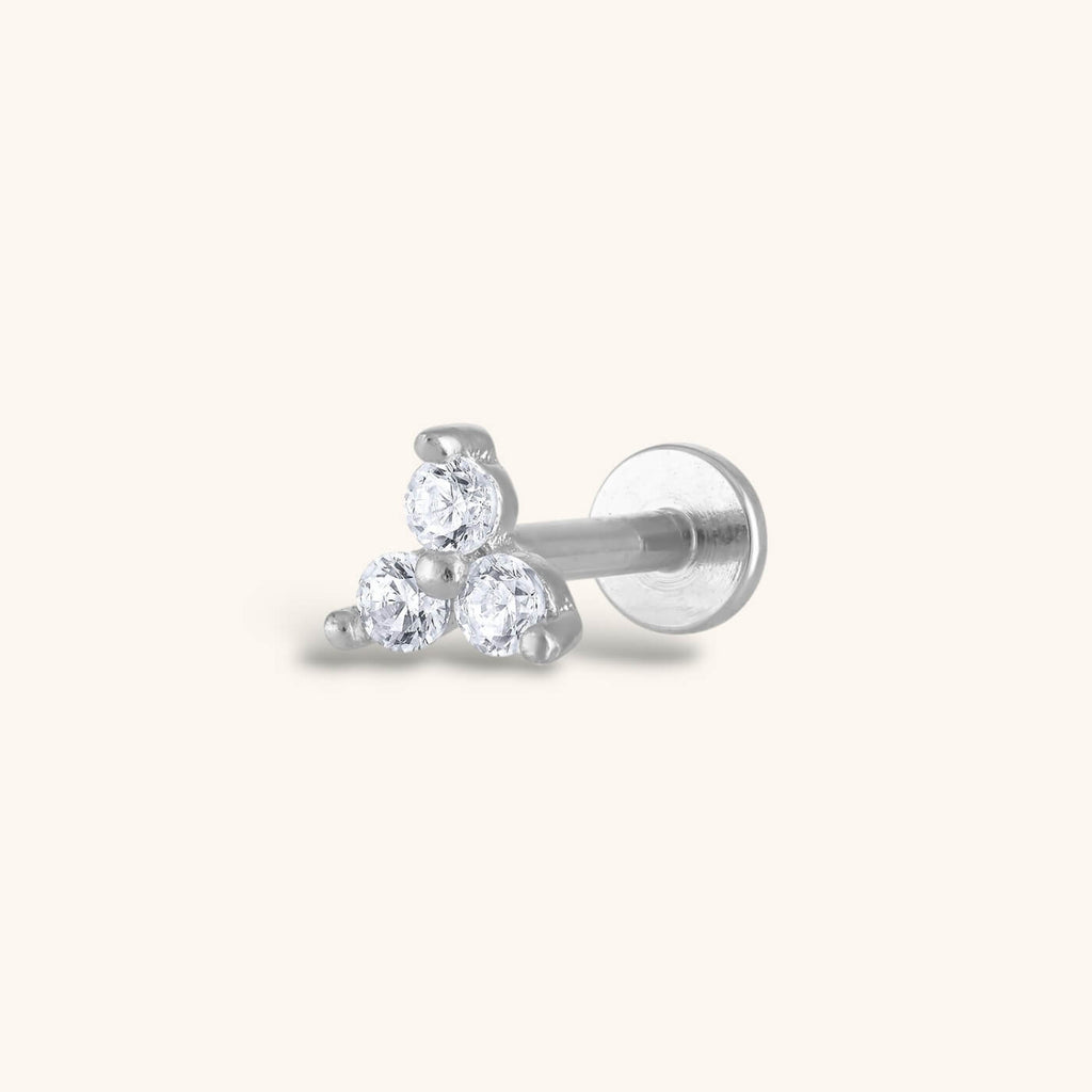 zCrystal Trinity Threaded Flat Back Earring