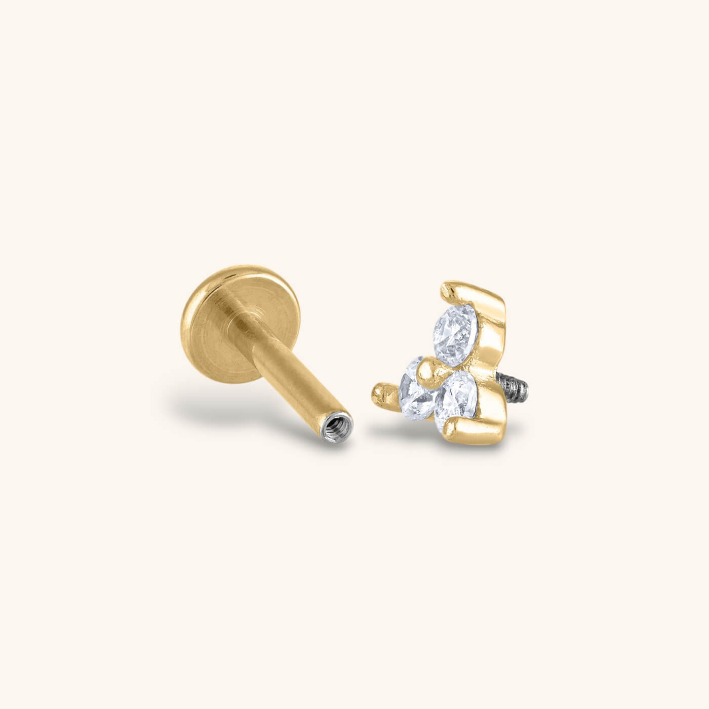 zCrystal Trinity Threaded Flat Back Earring