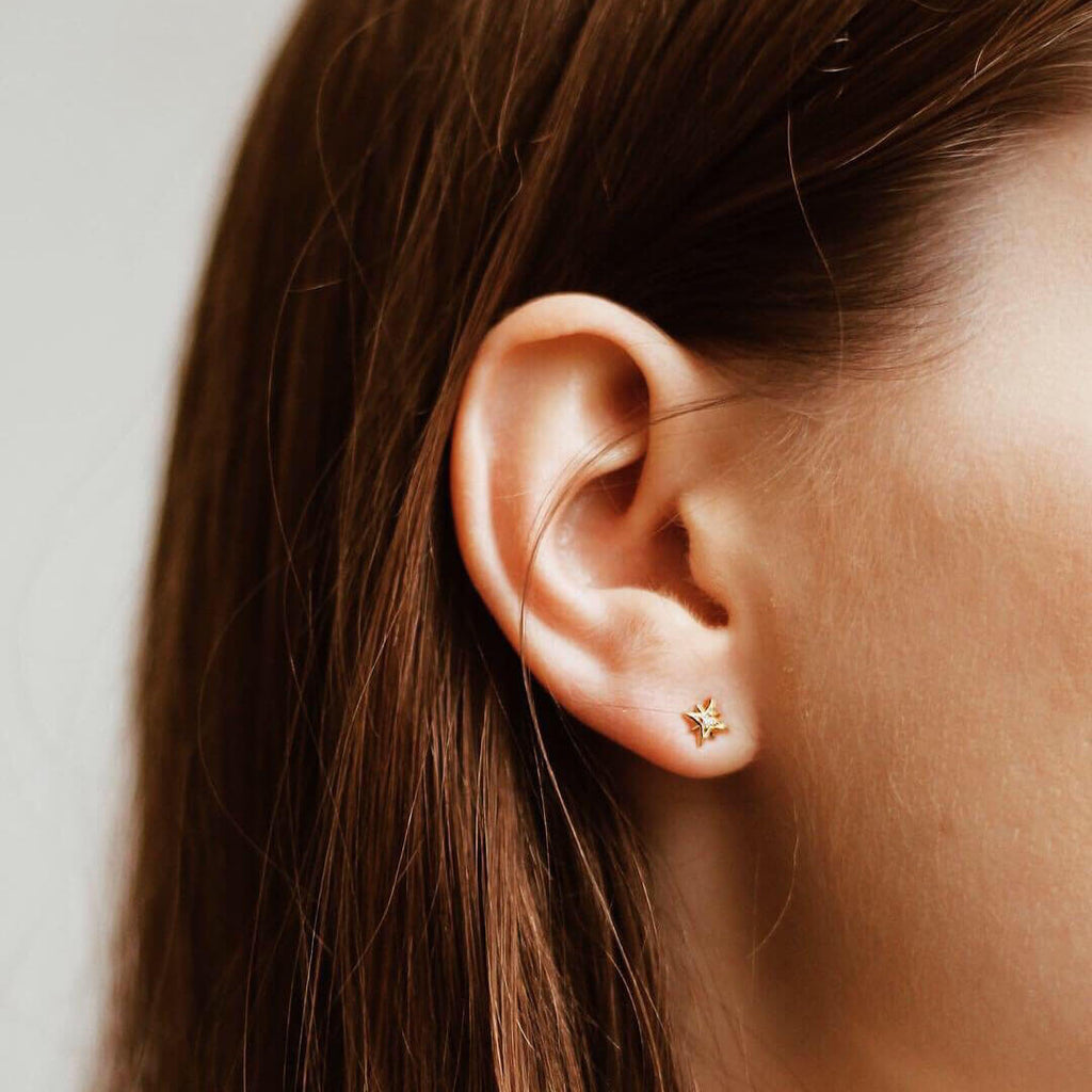zNorth Star Threaded Flat Back Earring