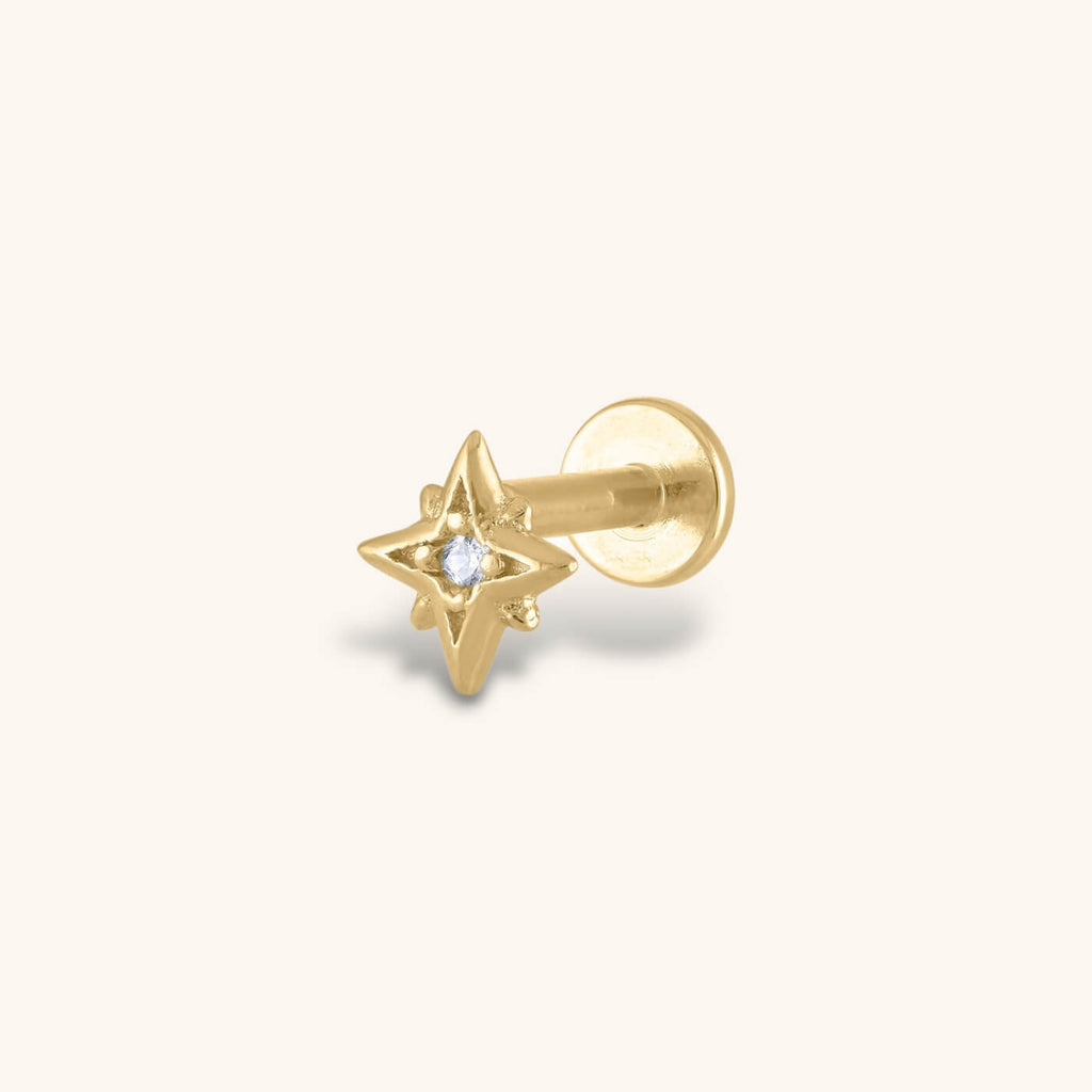 zNorth Star Threaded Flat Back Earring