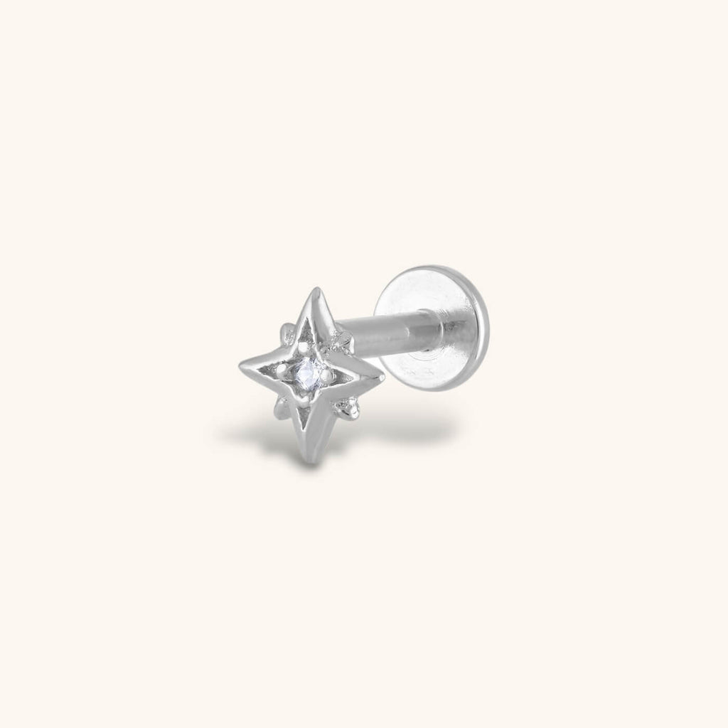 zNorth Star Threaded Flat Back Earring