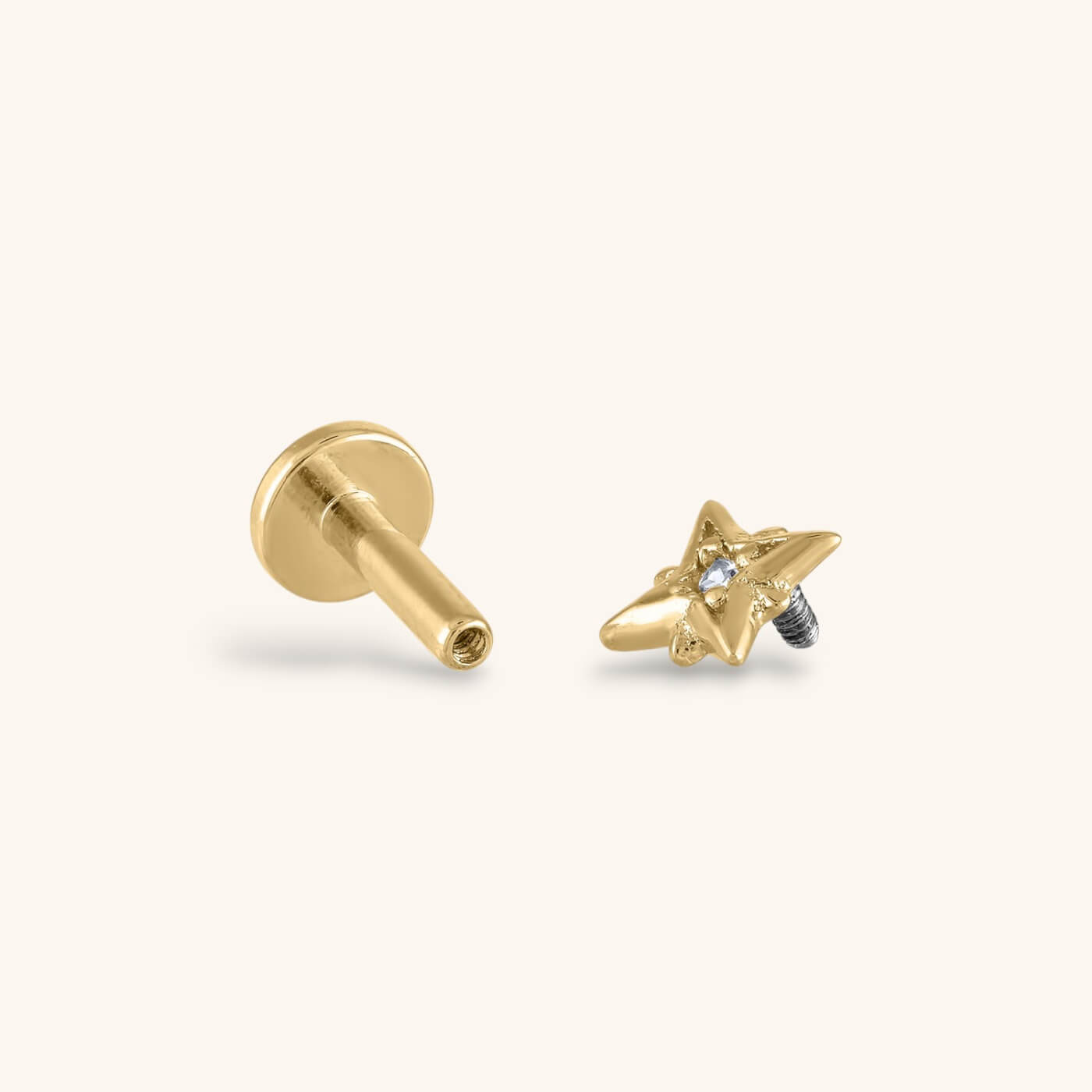 zNorth Star Threaded Flat Back Earring