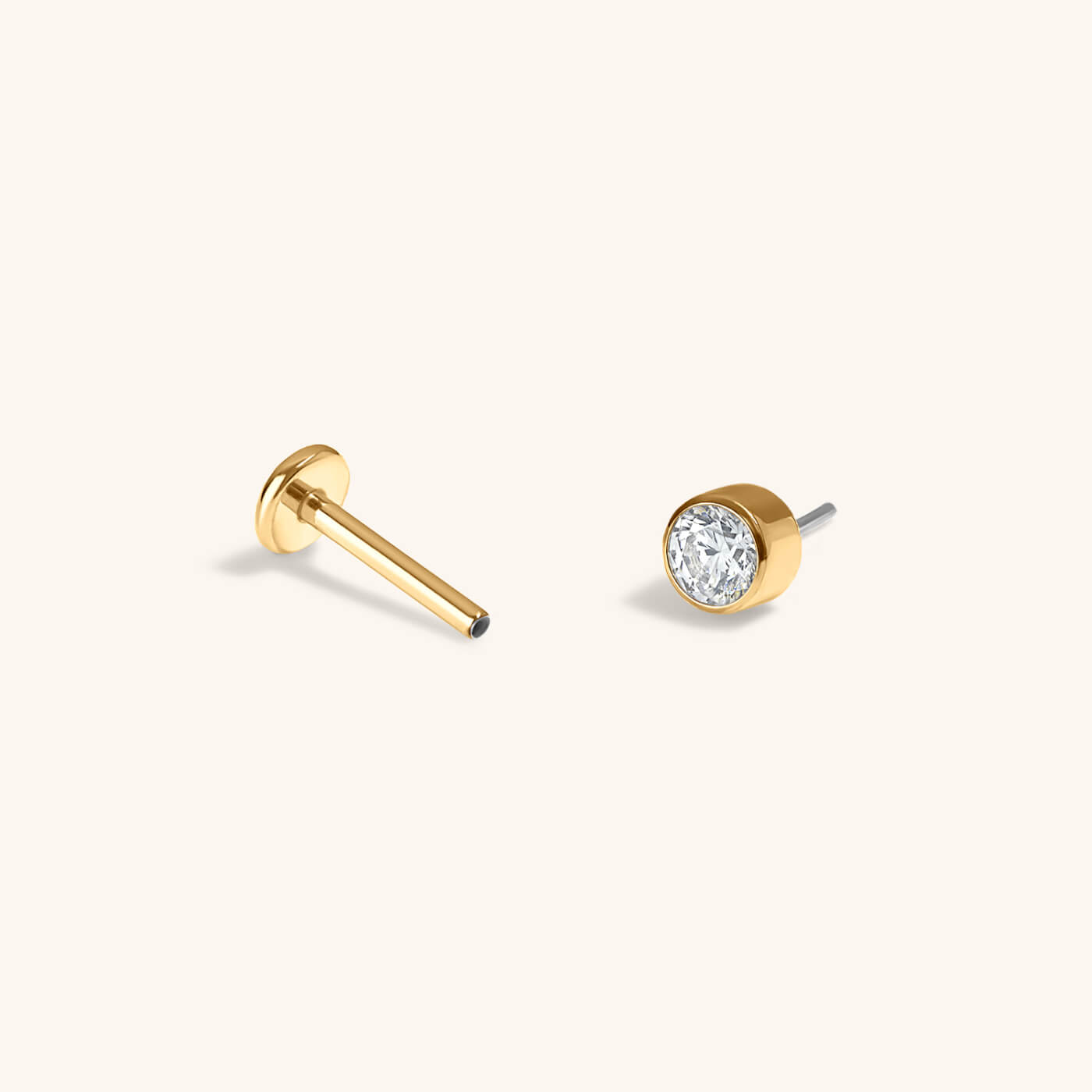 zCelestial Crystal Bezel Solitaire Push Pin Flat Back Earring