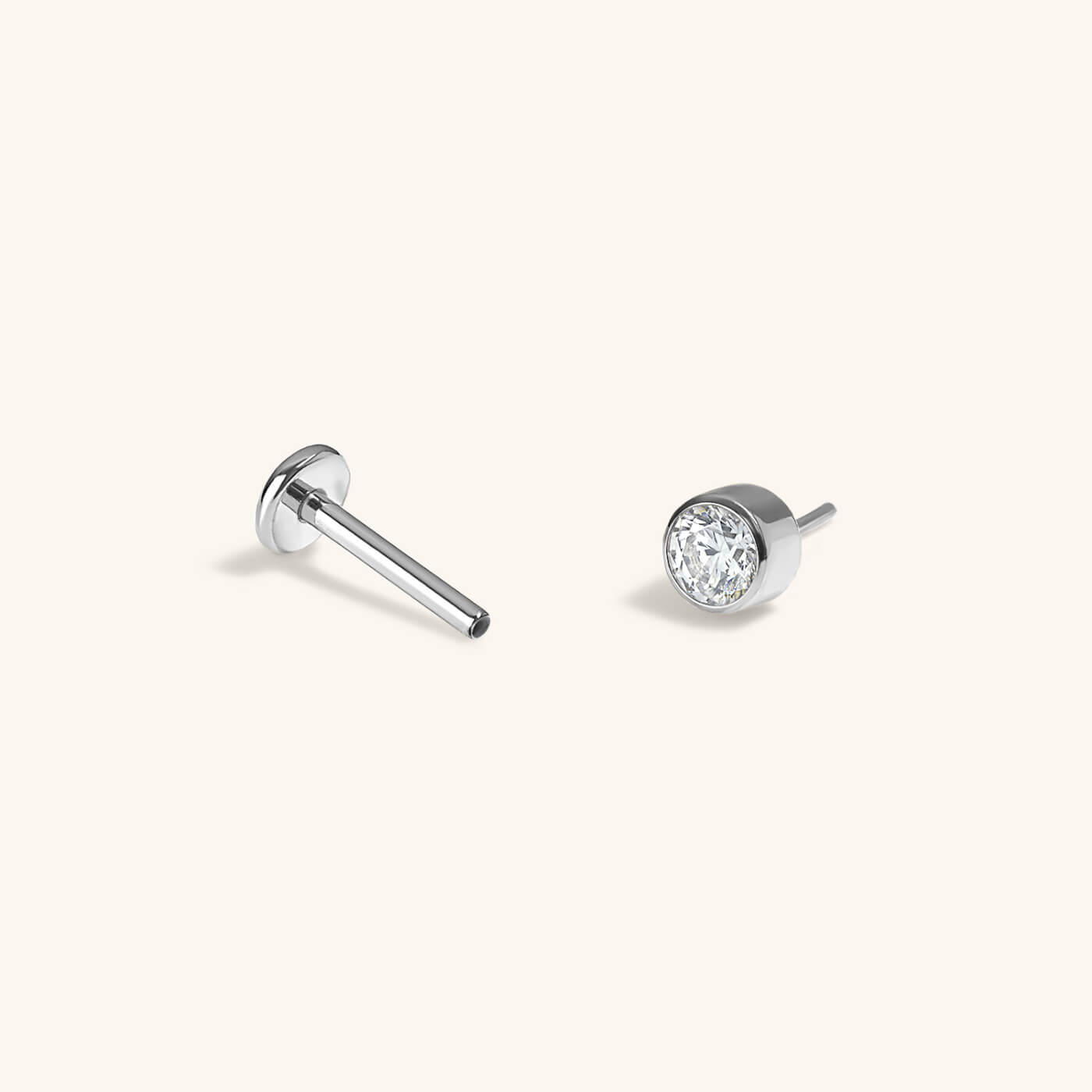 zCelestial Crystal Bezel Solitaire Push Pin Flat Back Earring